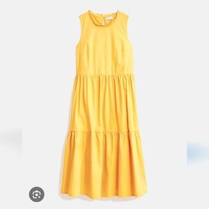 New!J.Crew Saffron Cotton Blend Tiered Sleeveless Midi Yellow Maxi Dress Y2K